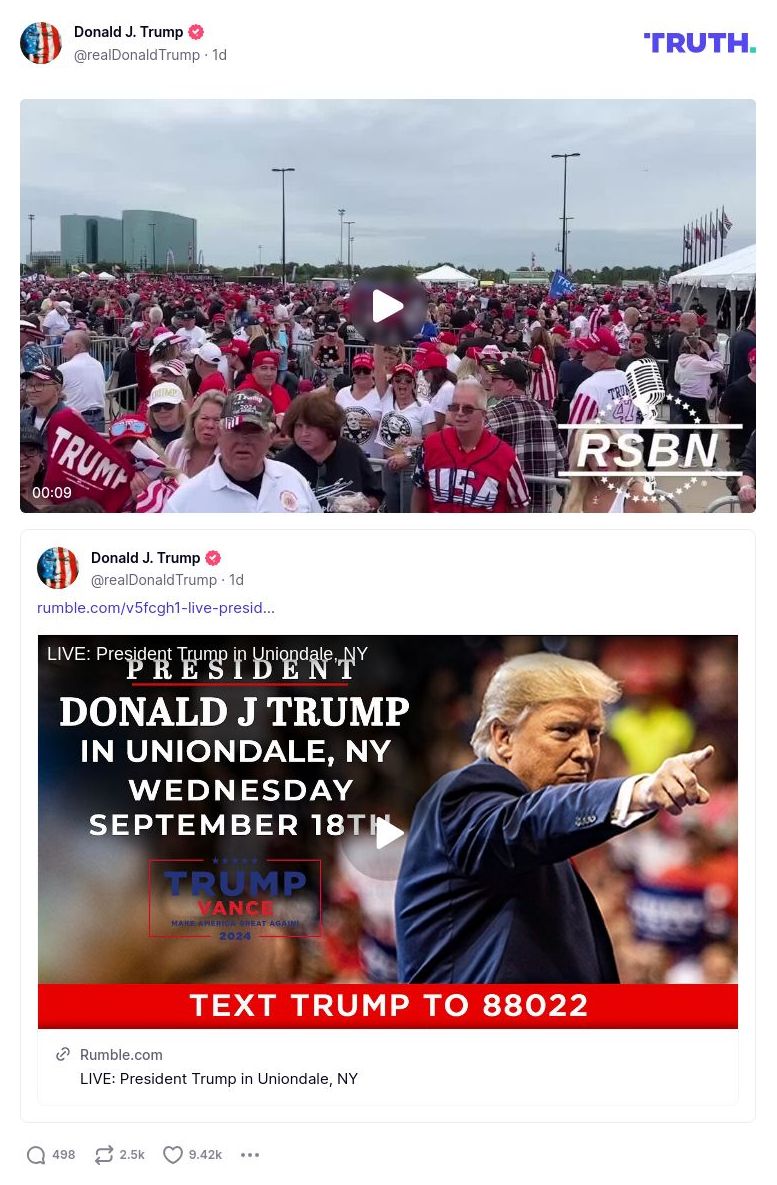 Post image from Donald Trump