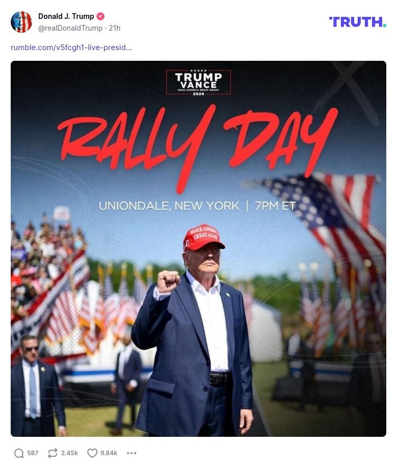 Post image from Donald Trump