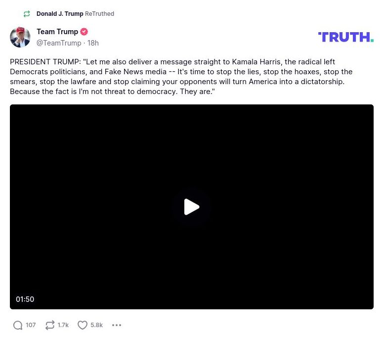 Post image from Donald Trump