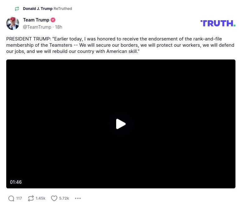 Post image from Donald Trump