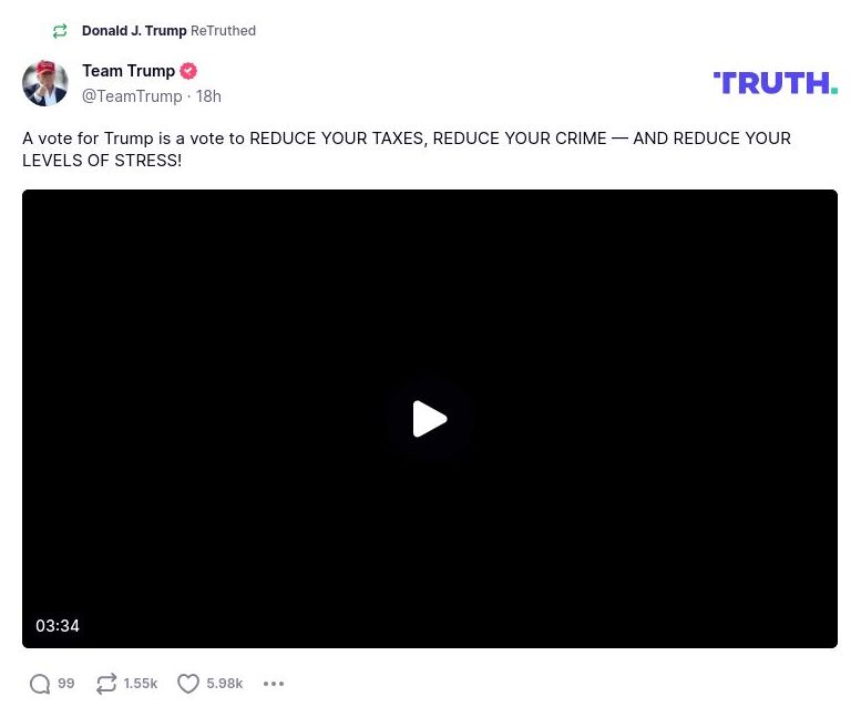 Post image from Donald Trump