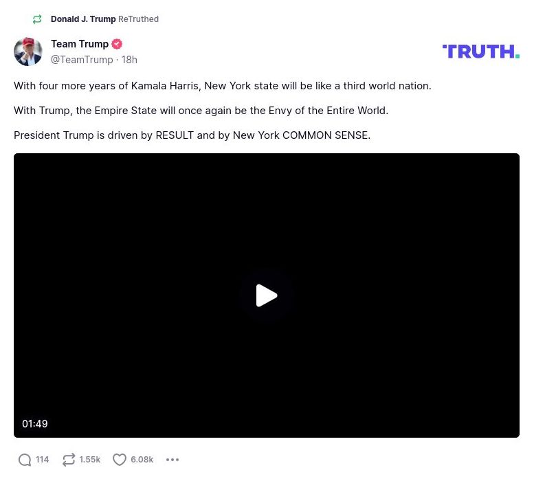 Post image from Donald Trump