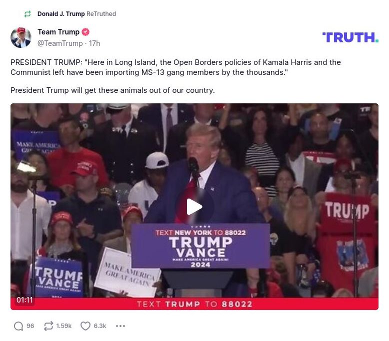 Post image from Donald Trump