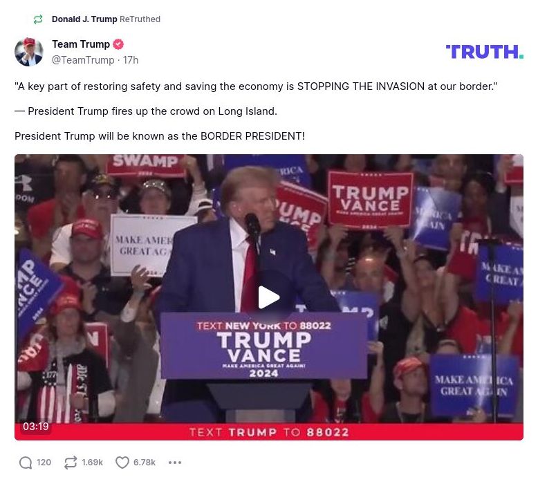 Post image from Donald Trump