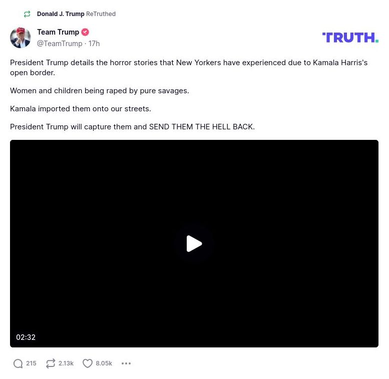 Post image from Donald Trump