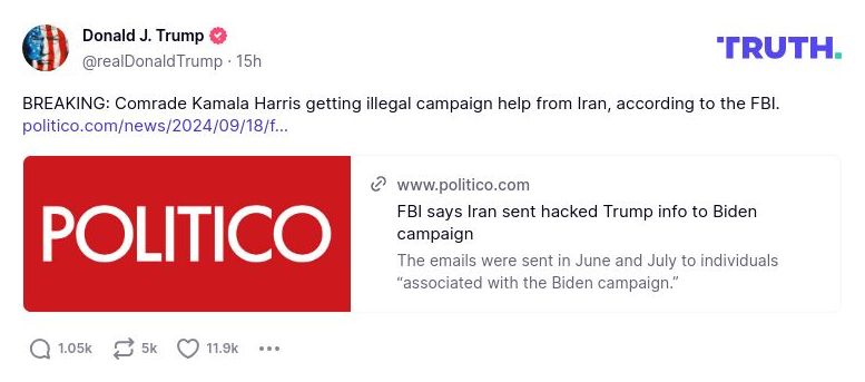 Post preview from Donald Trump