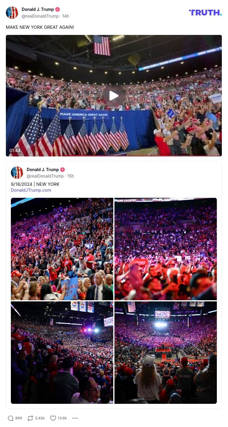 Post image from Donald Trump