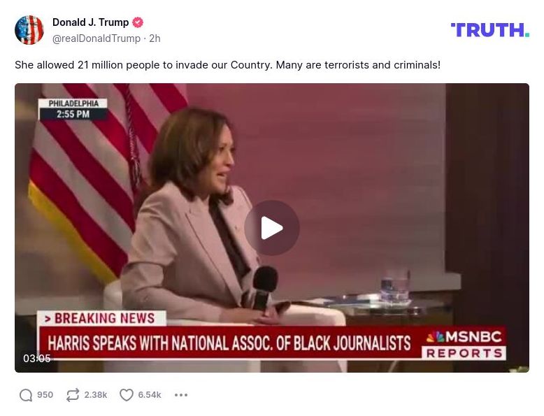 Post image from Donald Trump