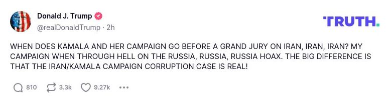 Post preview from Donald Trump