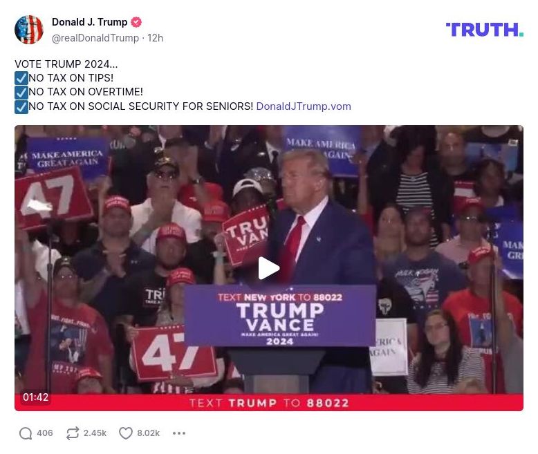 Post image from Donald Trump