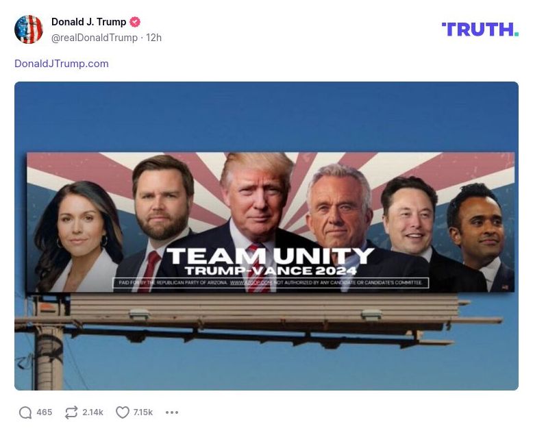 Post image from Donald Trump