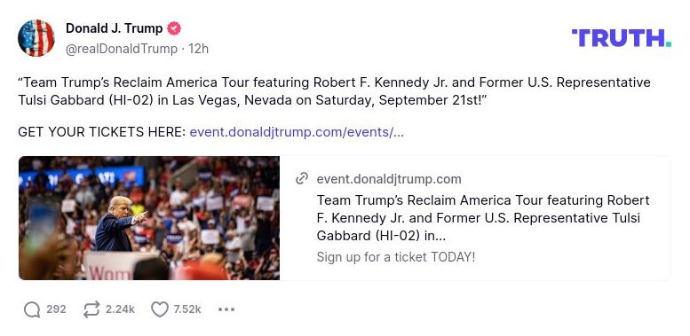 Post image from Donald Trump