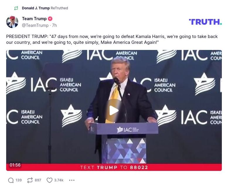 Post image from Donald Trump