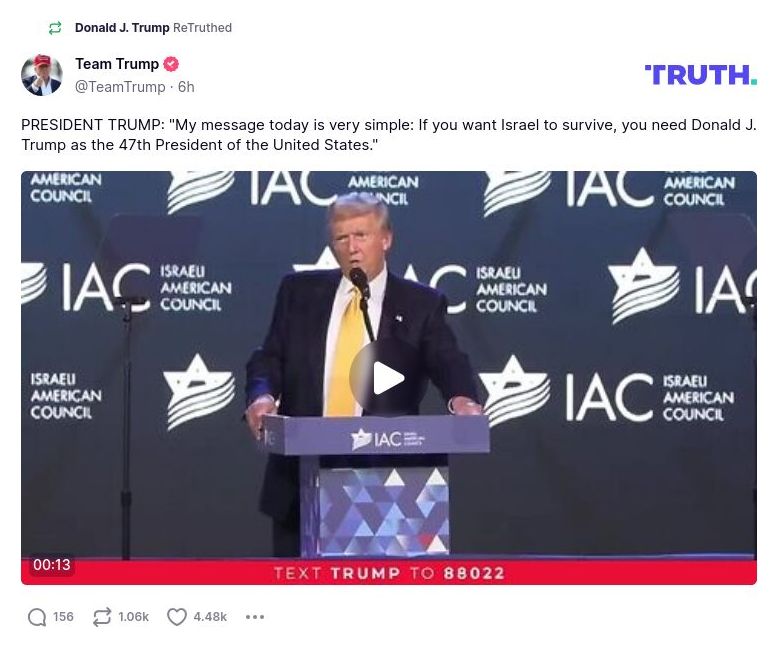 Post preview from Donald Trump