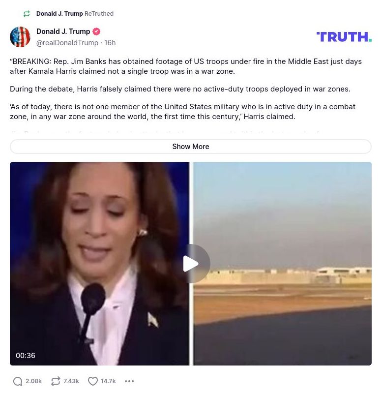 Post image from Donald Trump