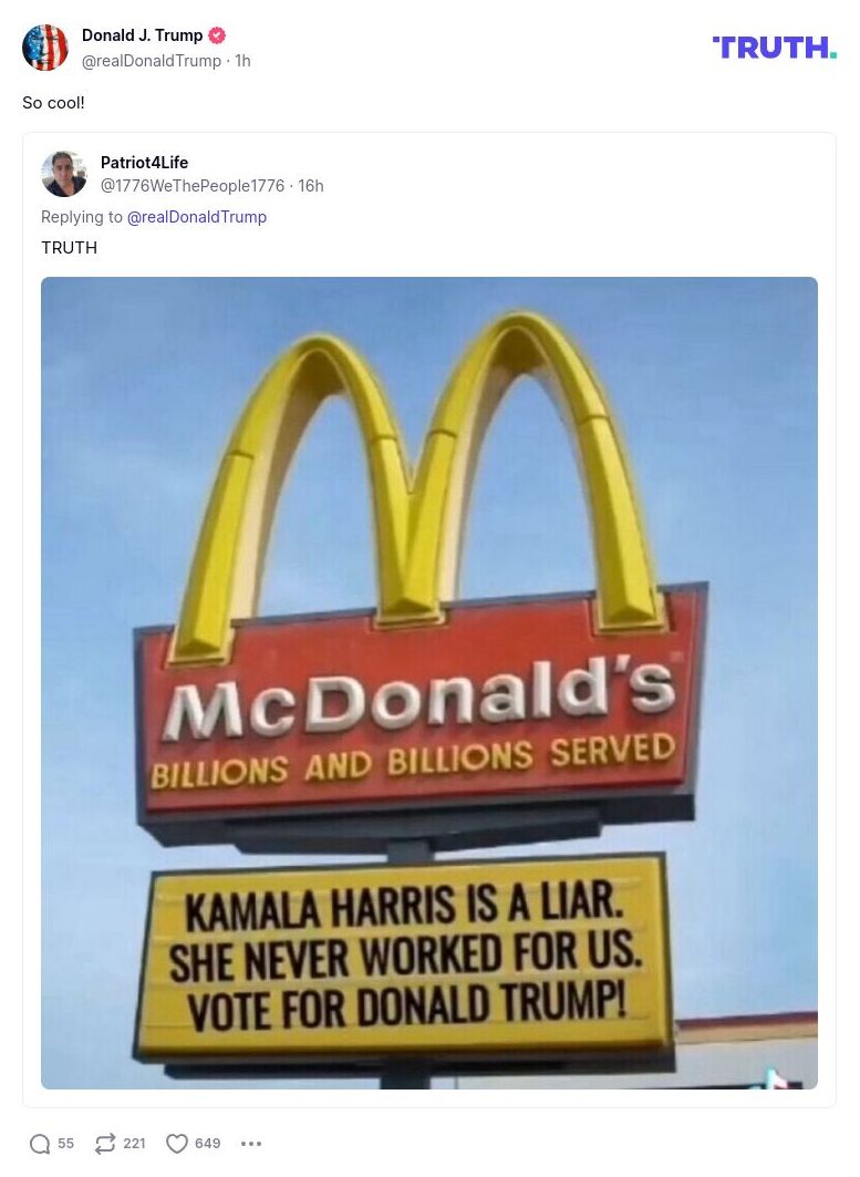 Post image from Donald Trump