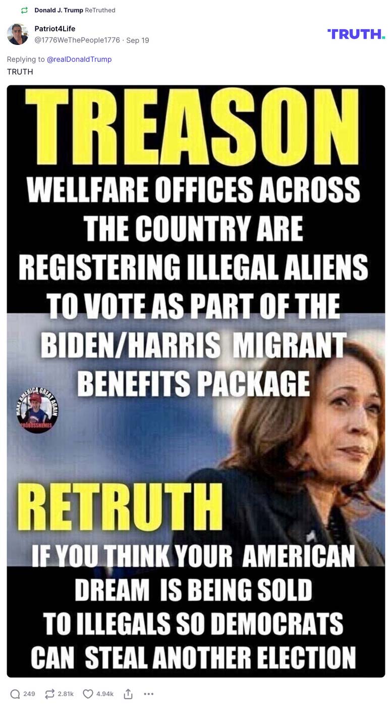 Post image from Donald Trump