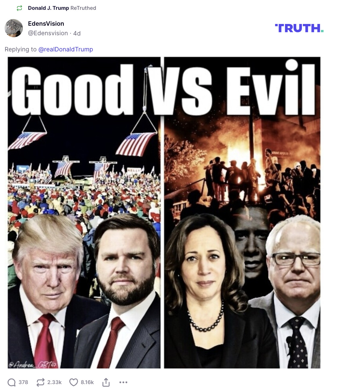 Post image from Donald Trump