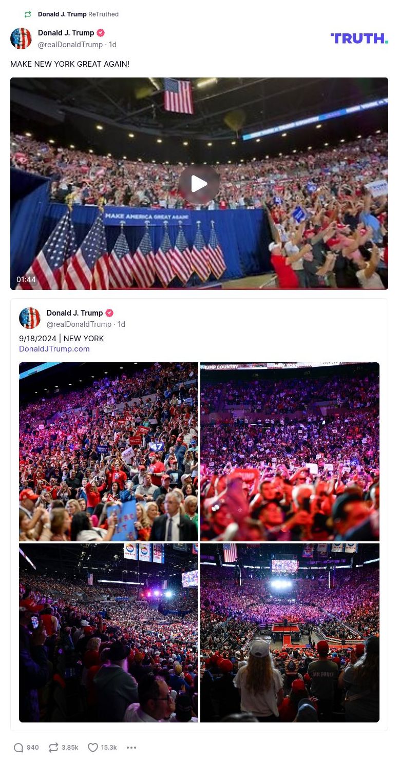 Post image from Donald Trump