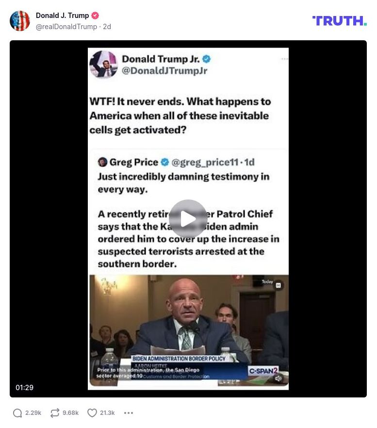 Post image from Donald Trump