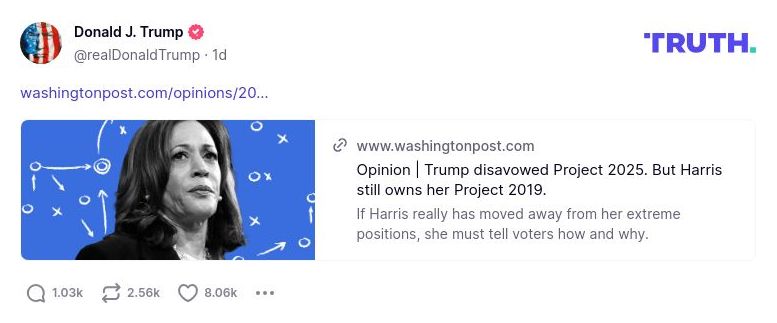 Post image from Donald Trump