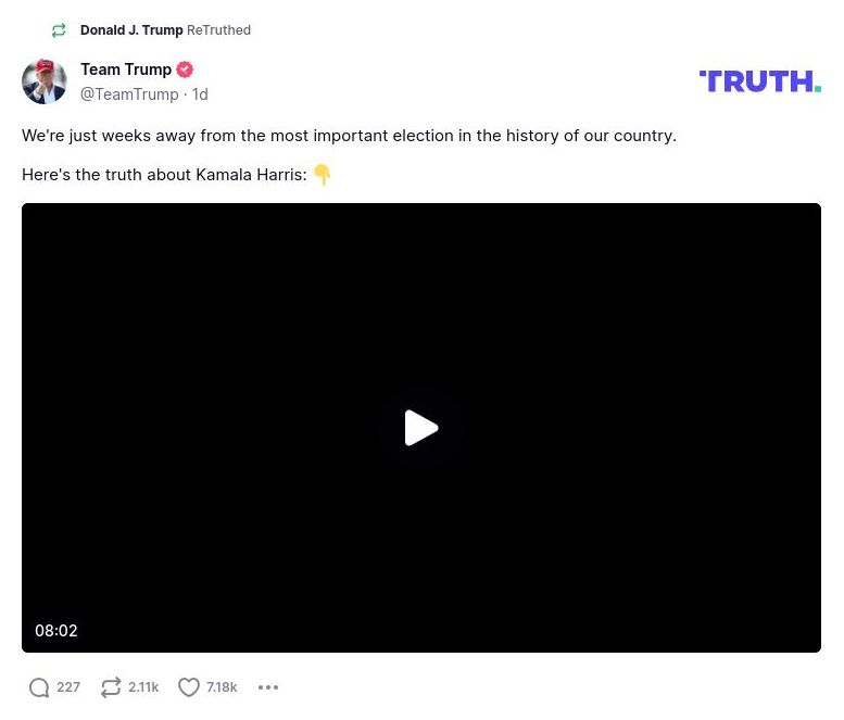 Post image from Donald Trump