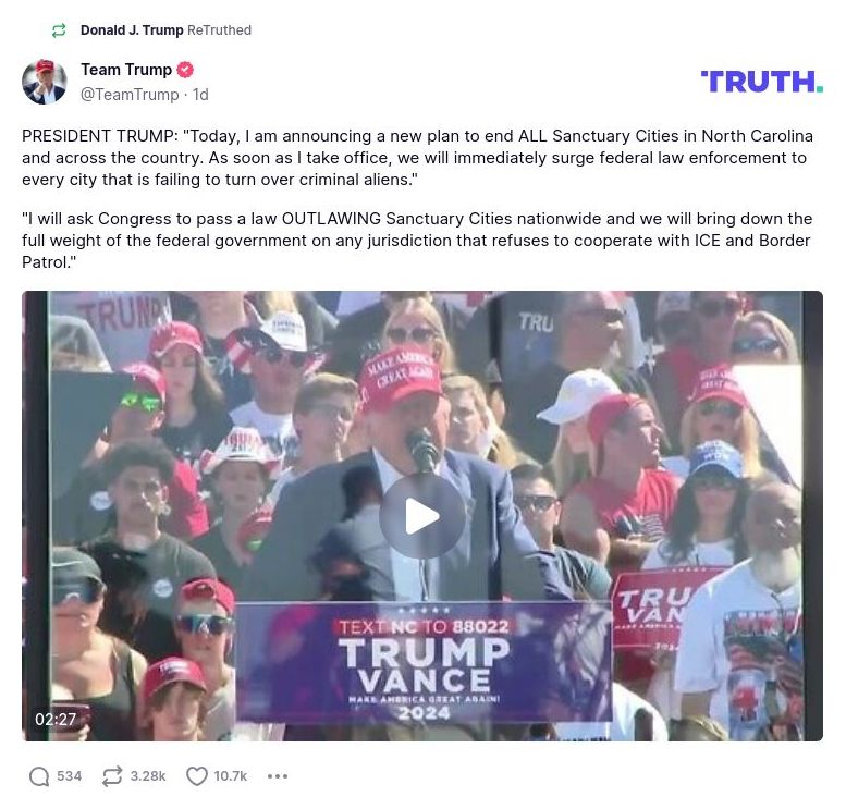 Post image from Donald Trump