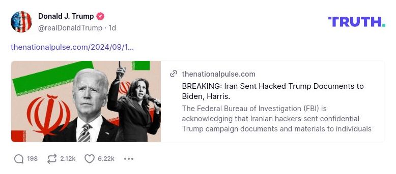 Post preview from Donald Trump