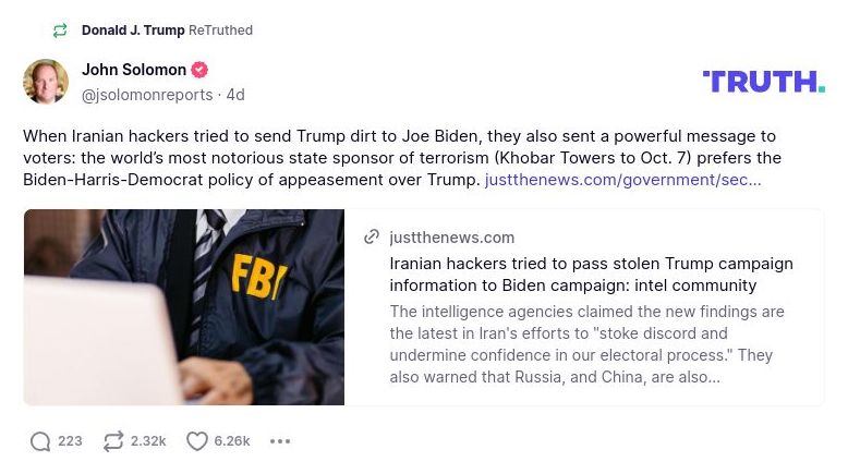 Post preview from Donald Trump