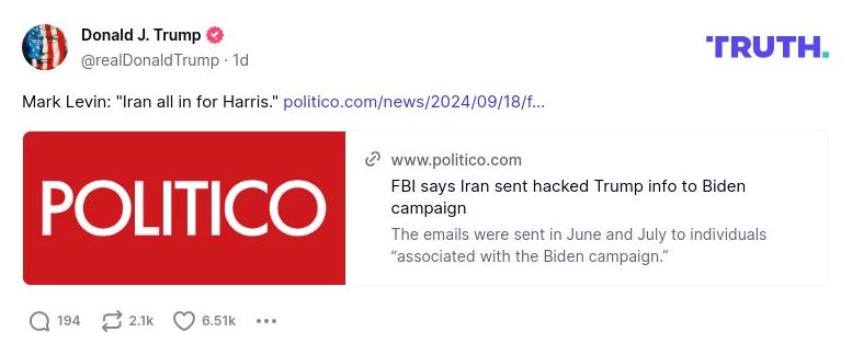 Post preview from Donald Trump