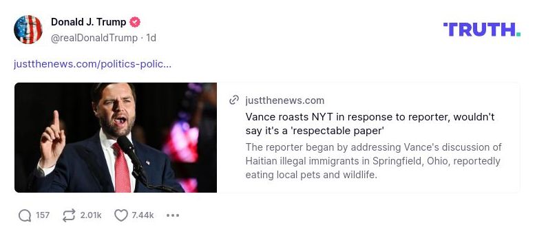 Post image from Donald Trump