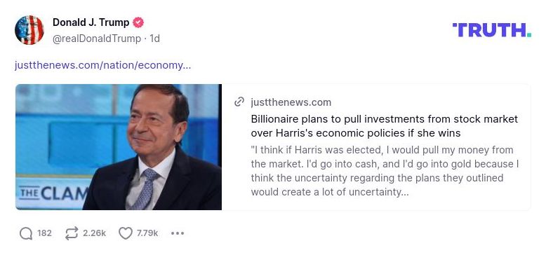 Post image from Donald Trump