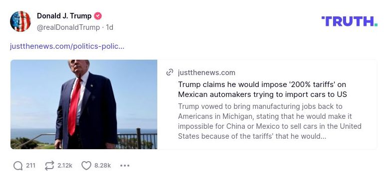 Post image from Donald Trump