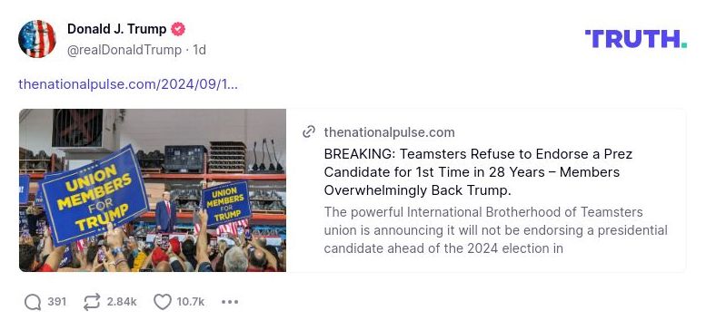 Post image from Donald Trump