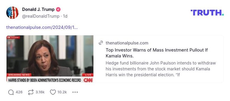 Post image from Donald Trump