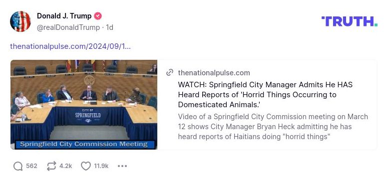 Post image from Donald Trump