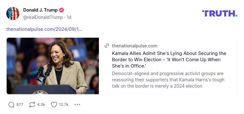 Post image from Donald Trump