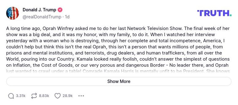 Post preview from Donald Trump