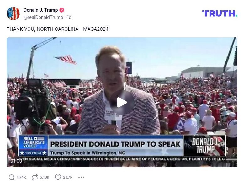 Post image from Donald Trump