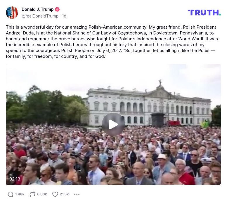 Post image from Donald Trump