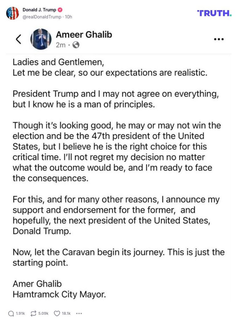 Post image from Donald Trump