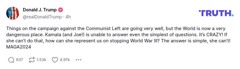 Post image from Donald Trump