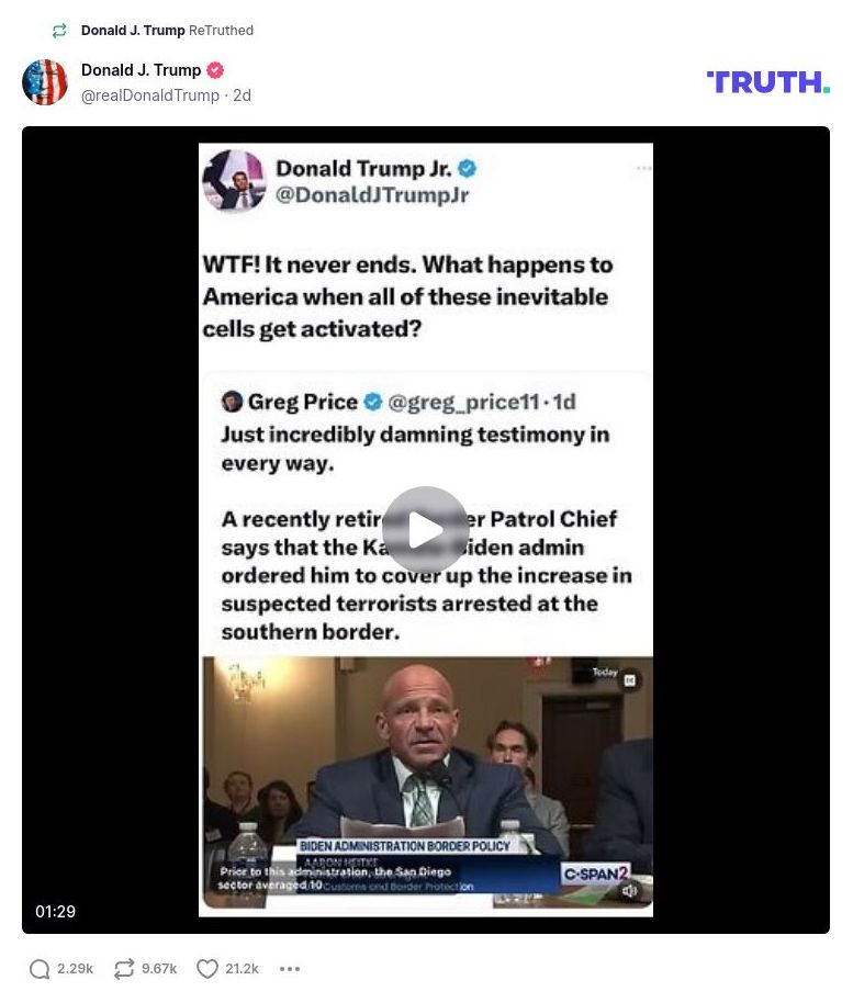 Post image from Donald Trump