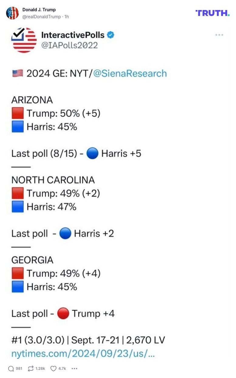 Post image from Donald Trump