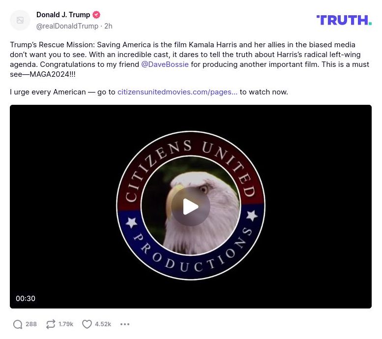 Post image from Donald Trump