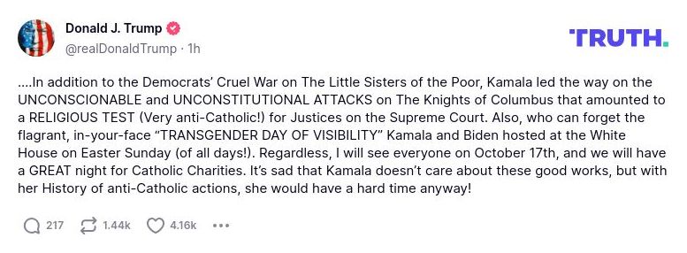 Post preview from Donald Trump