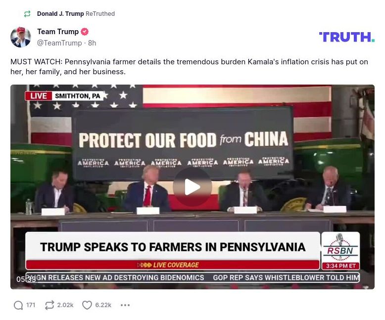 Post preview from Donald Trump