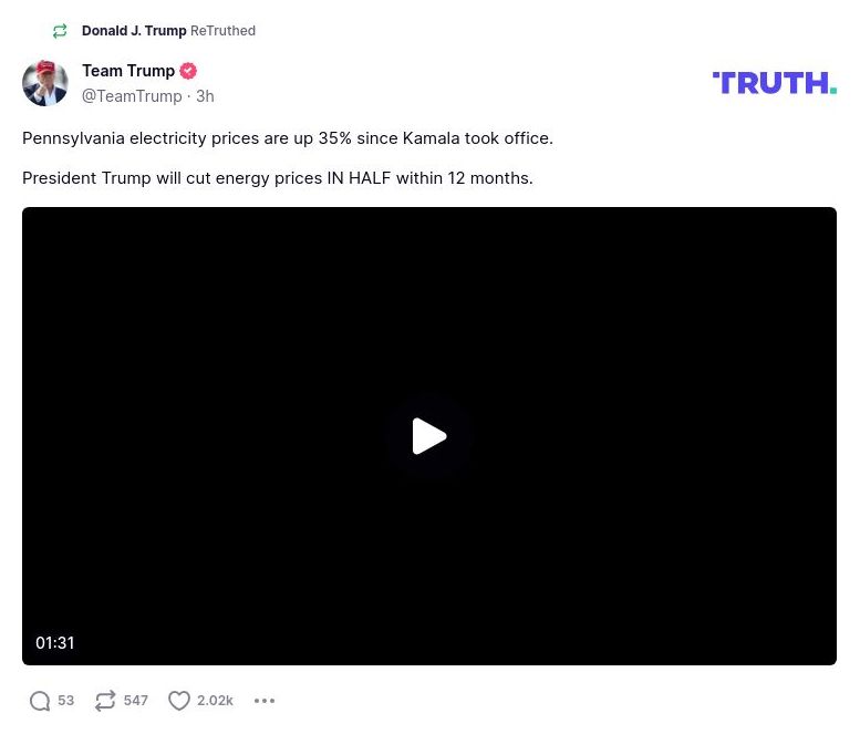 Post image from Donald Trump