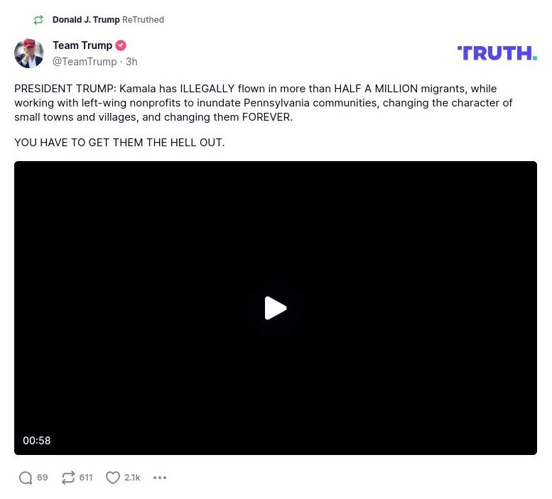 Post image from Donald Trump