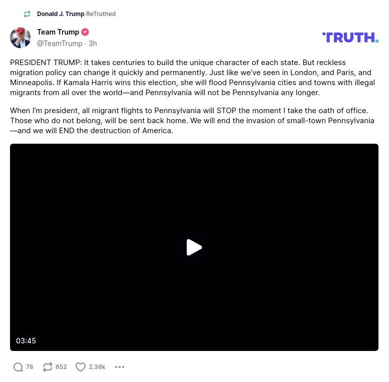 Post image from Donald Trump